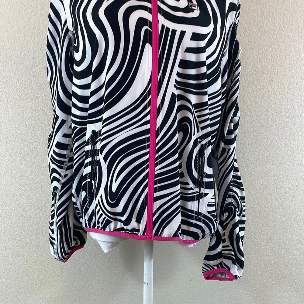 Fila Black‎ and White Swirl Jacket with Pink Accents Medium